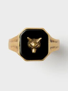 Tuckernuck Home Foxhead Signet Napkin Rings Set of 4 in Gold Black